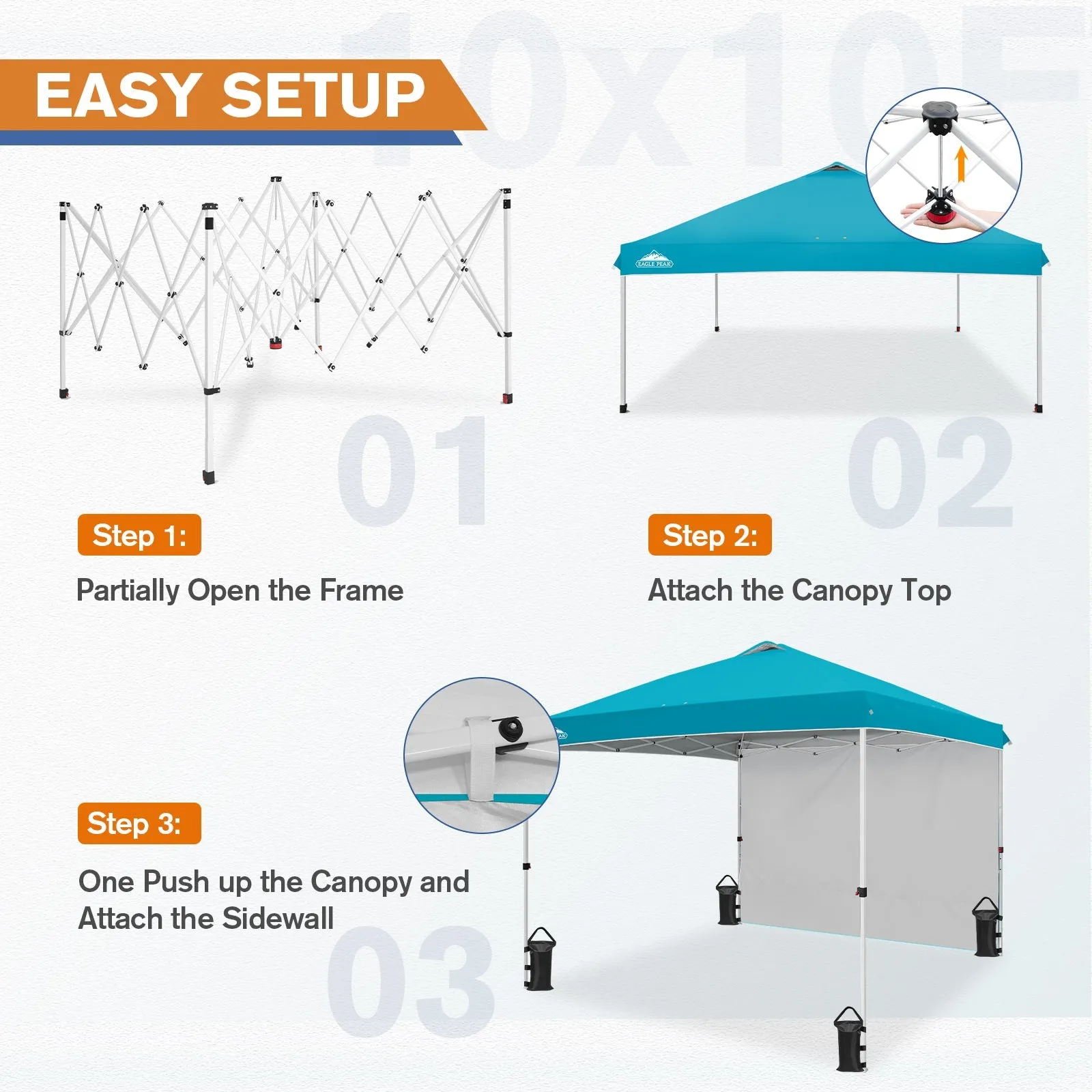 10x10 Commercial Pop up Canopy with 1 Sidewall