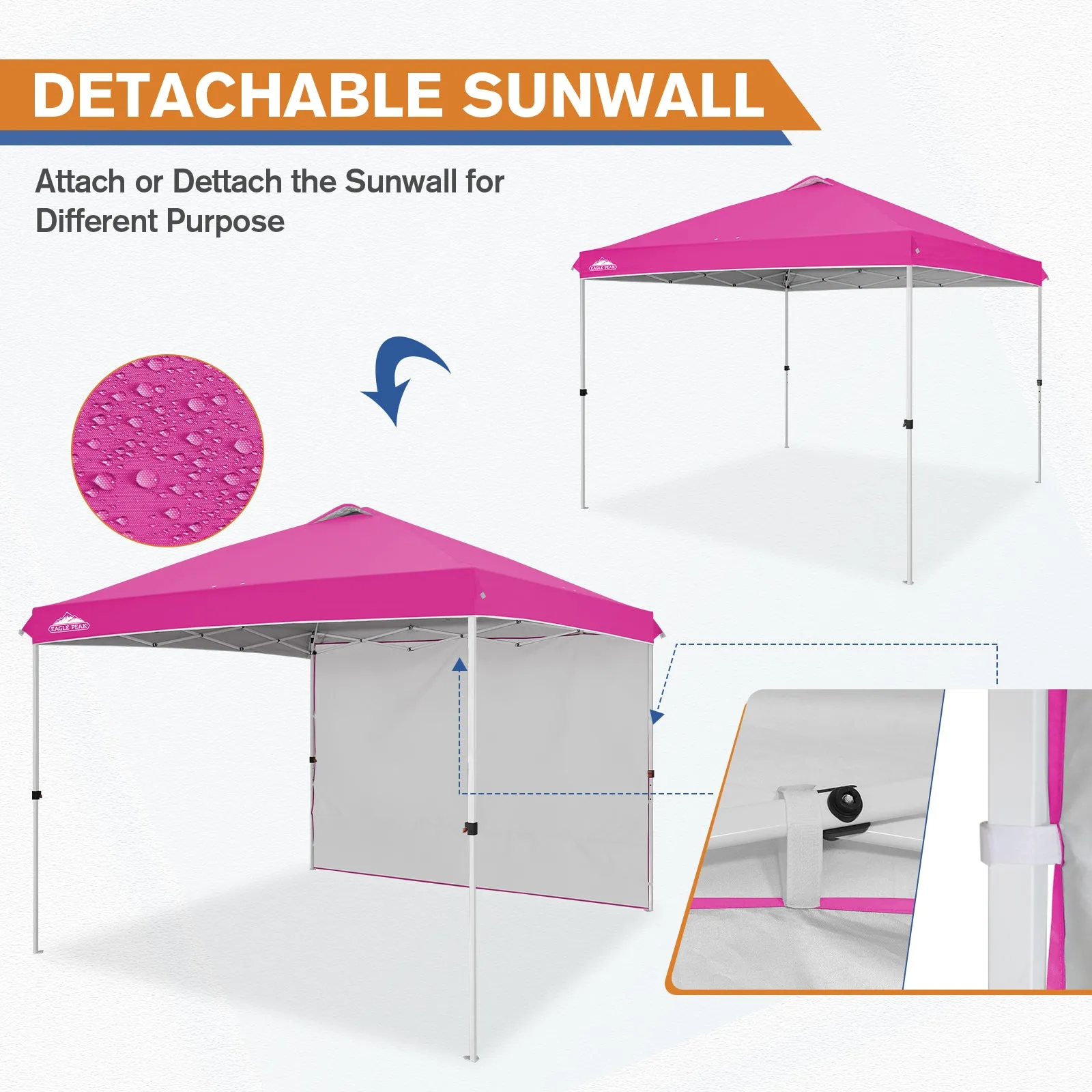 10x10 Commercial Pop up Canopy with 1 Sidewall