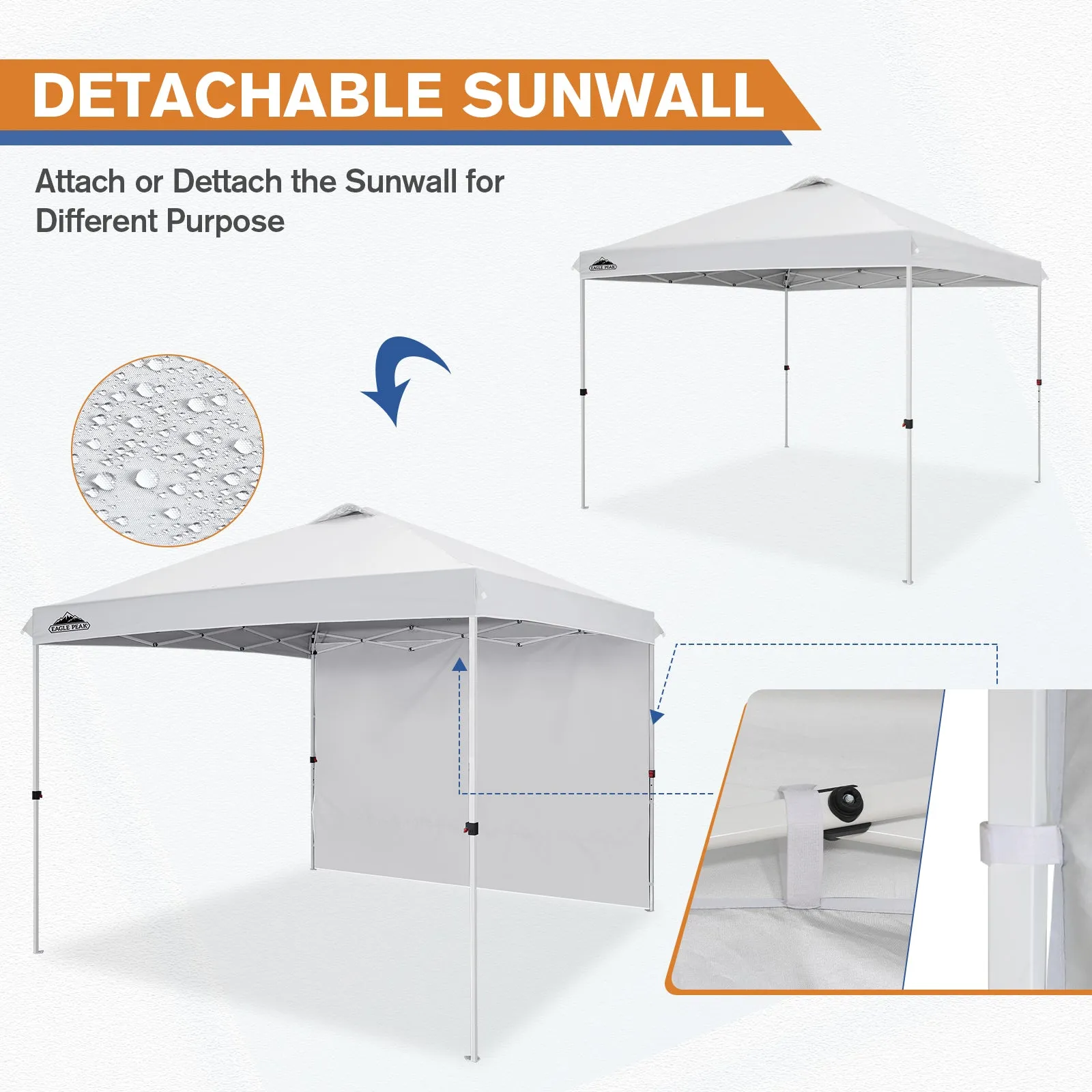 10x10 Commercial Pop up Canopy with 1 Sidewall