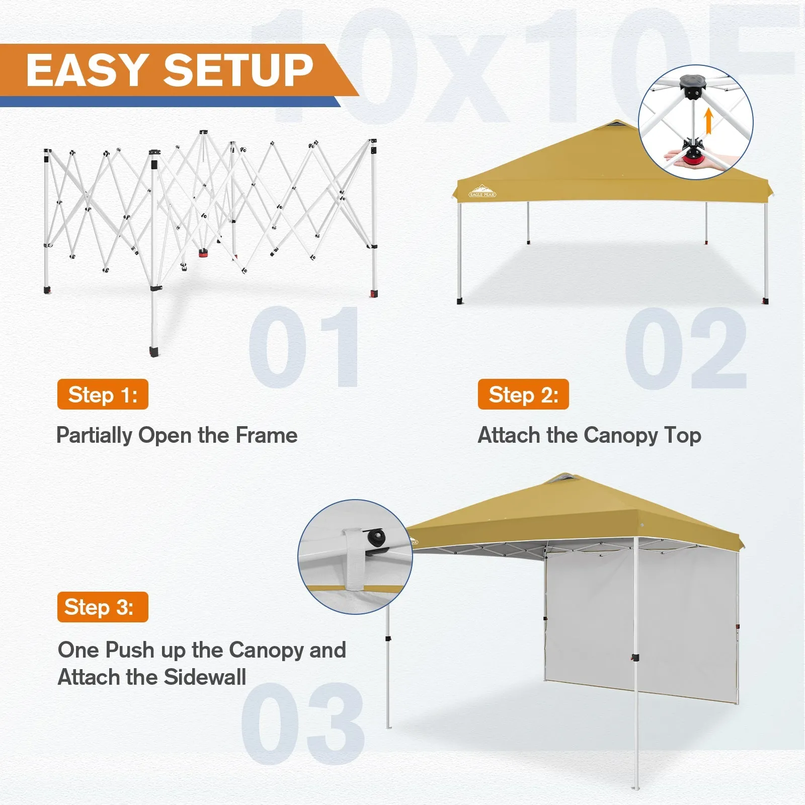 10x10 Commercial Pop up Canopy with 1 Sidewall