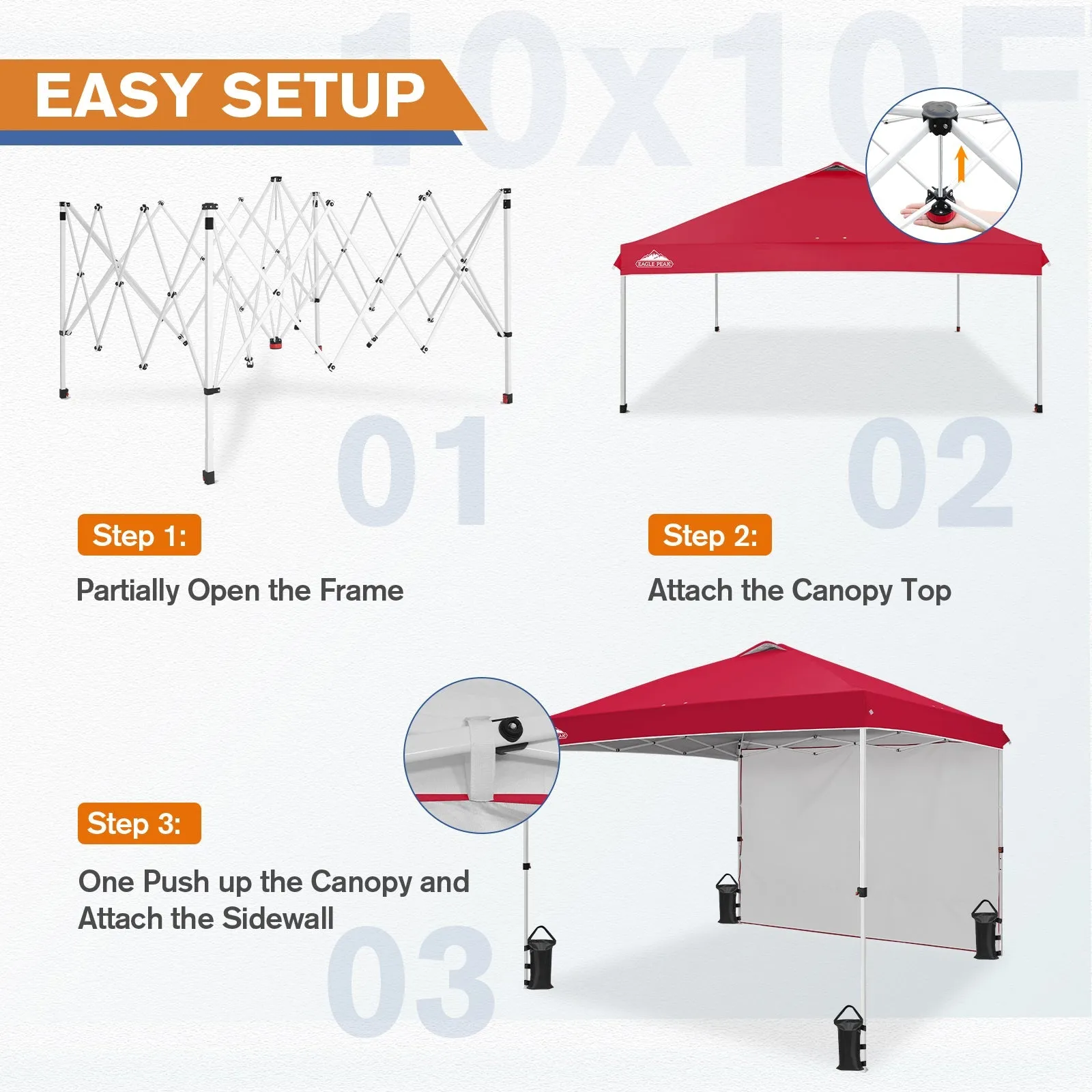10x10 Commercial Pop up Canopy with 1 Sidewall