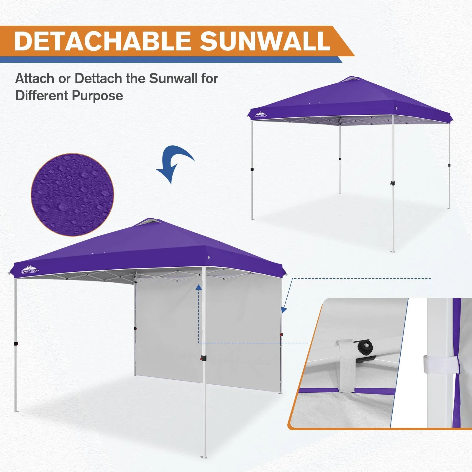 10x10 Commercial Pop up Canopy with 1 Sidewall