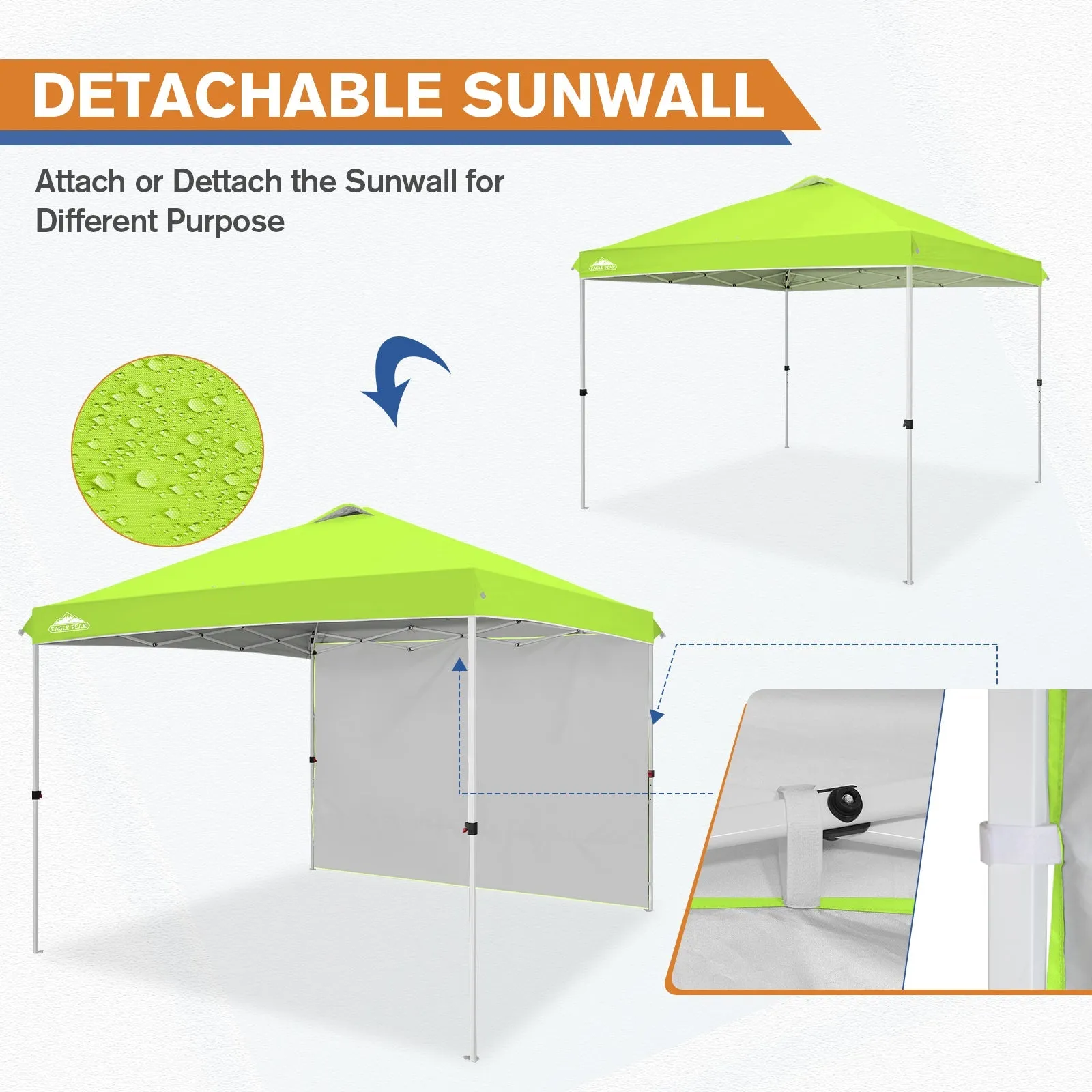 10x10 Commercial Pop up Canopy with 1 Sidewall