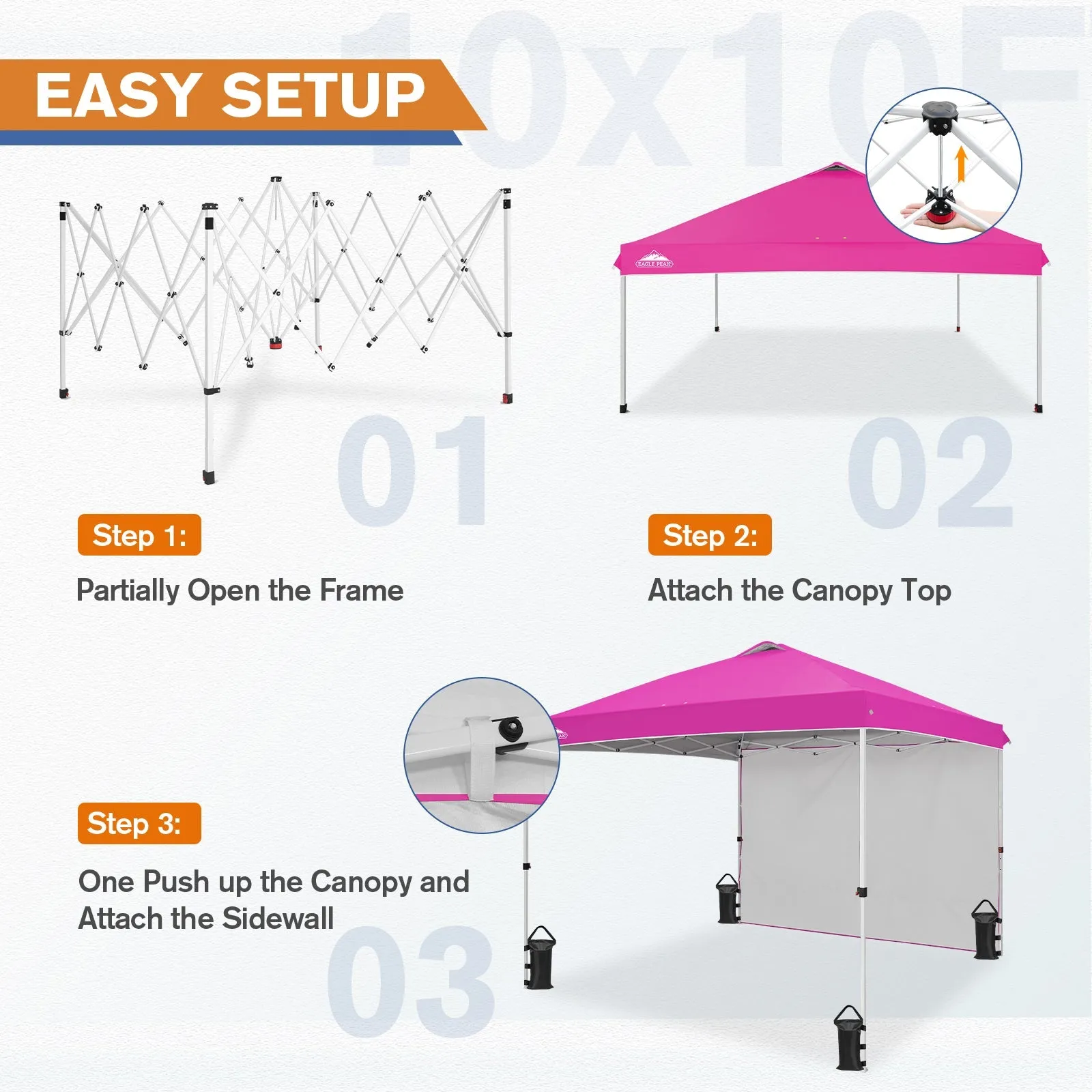 10x10 Commercial Pop up Canopy with 1 Sidewall