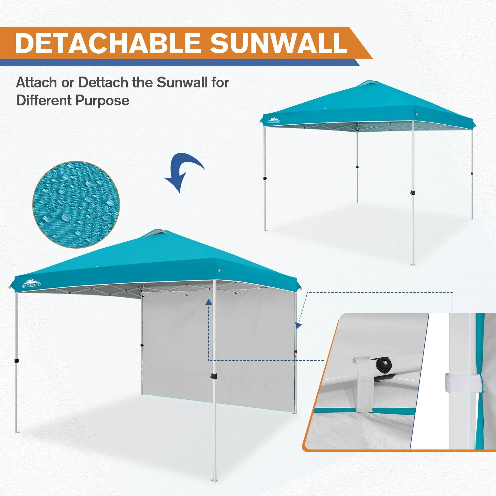 10x10 Commercial Pop up Canopy with 1 Sidewall