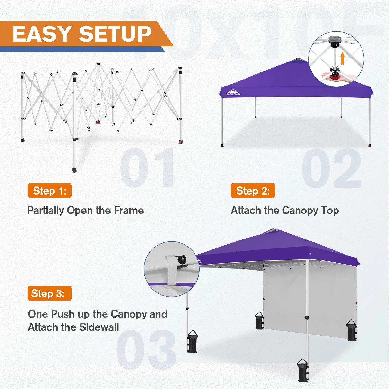 10x10 Commercial Pop up Canopy with 1 Sidewall
