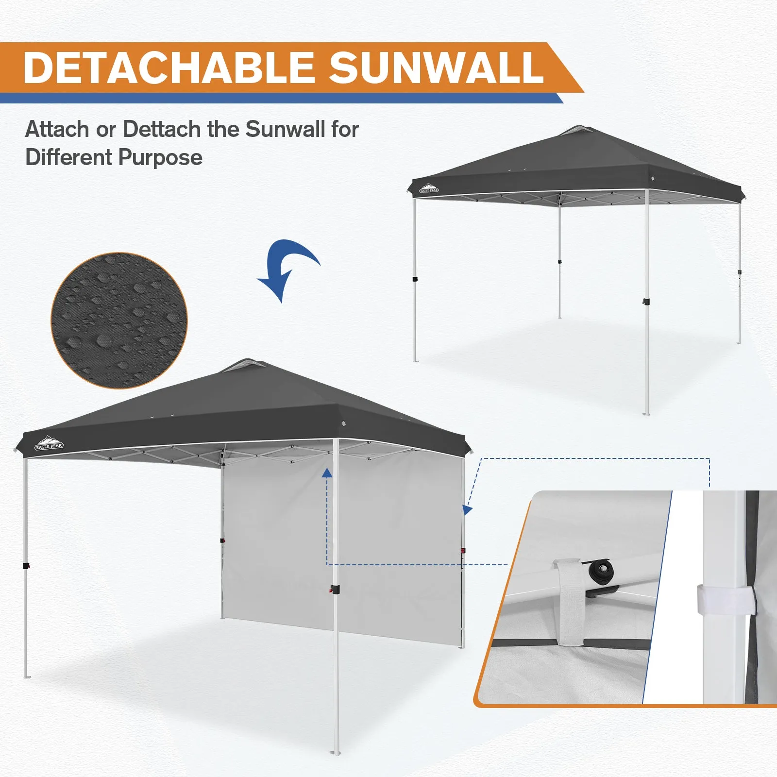 10x10 Commercial Pop up Canopy with 1 Sidewall
