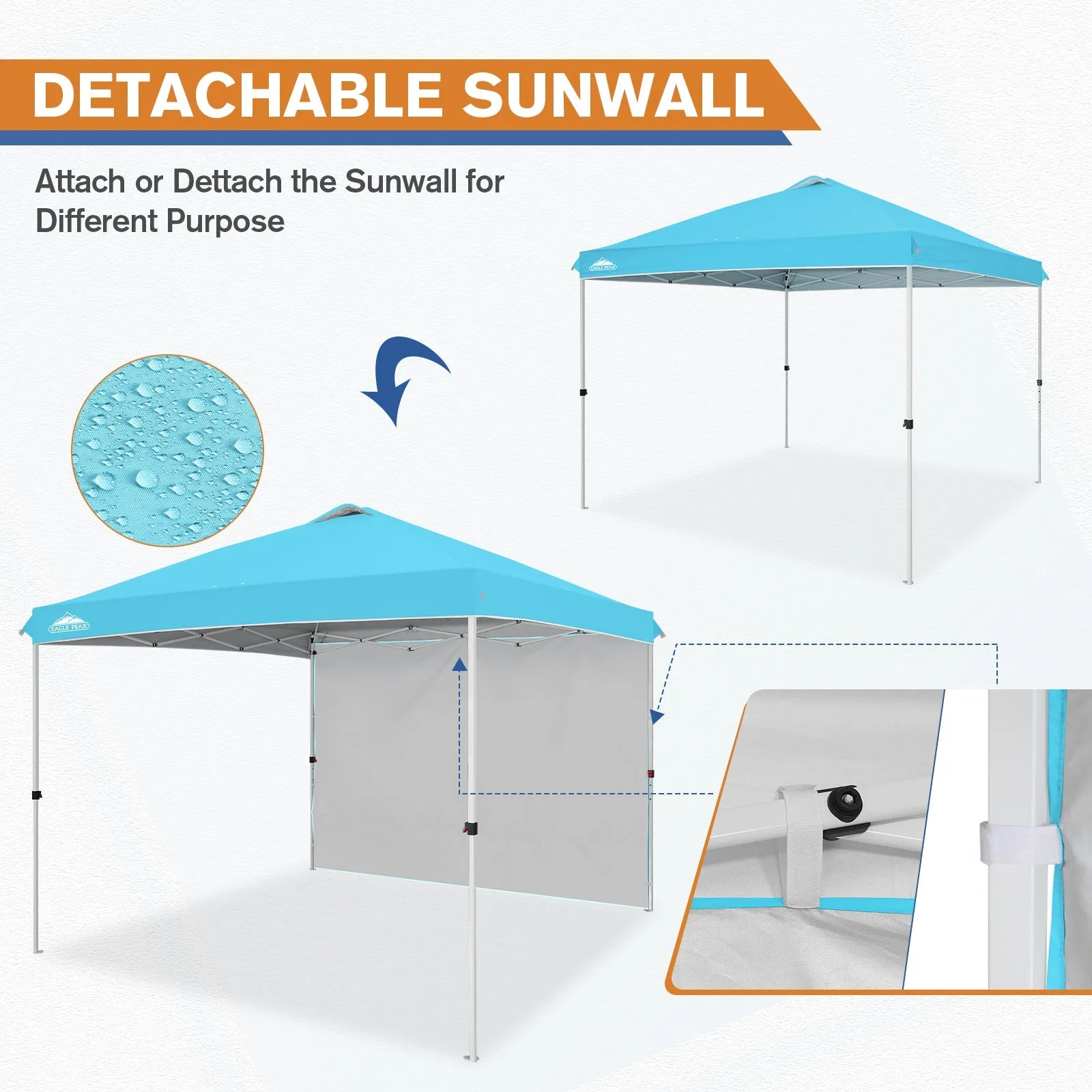 10x10 Commercial Pop up Canopy with 1 Sidewall