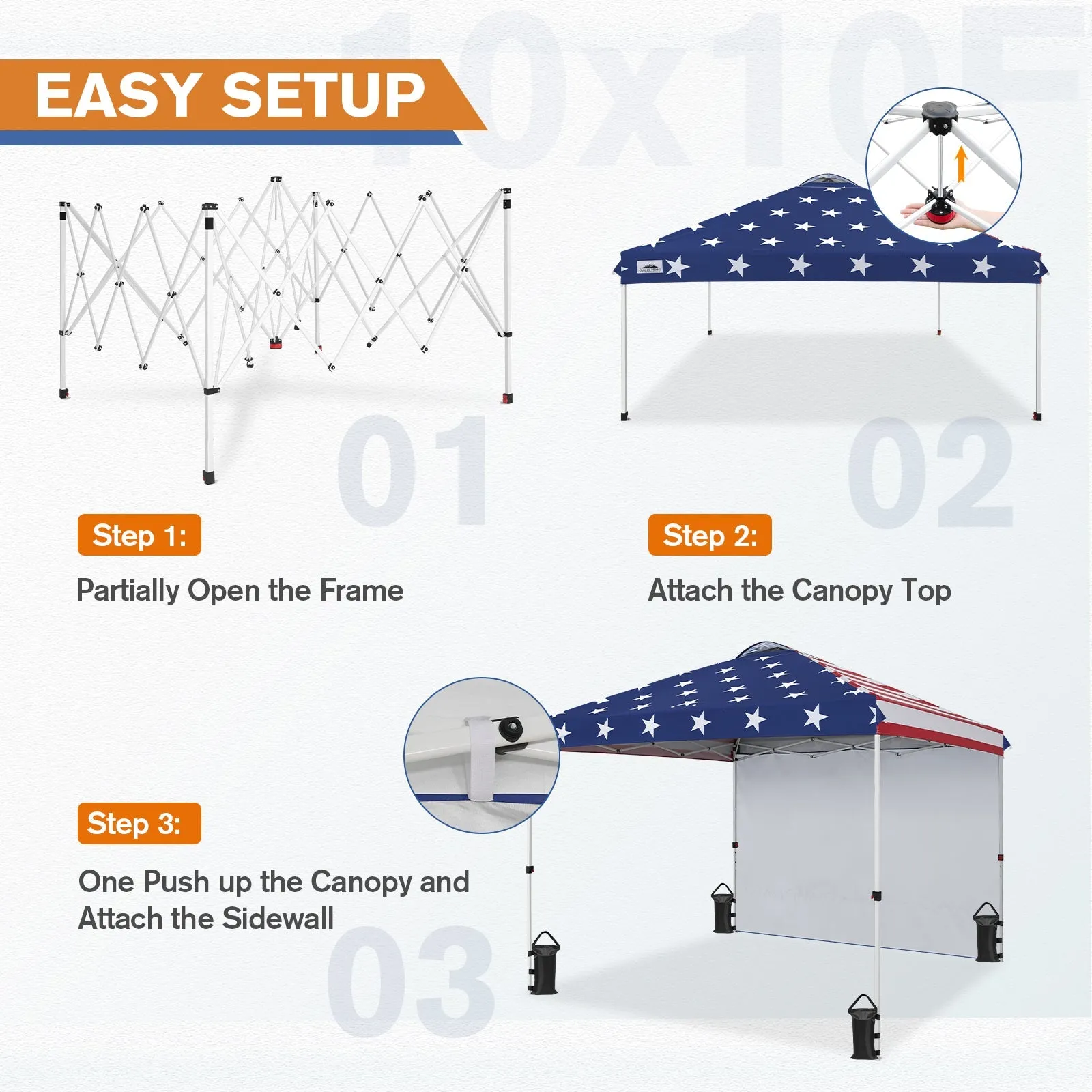 10x10 Commercial Pop up Canopy with 1 Sidewall