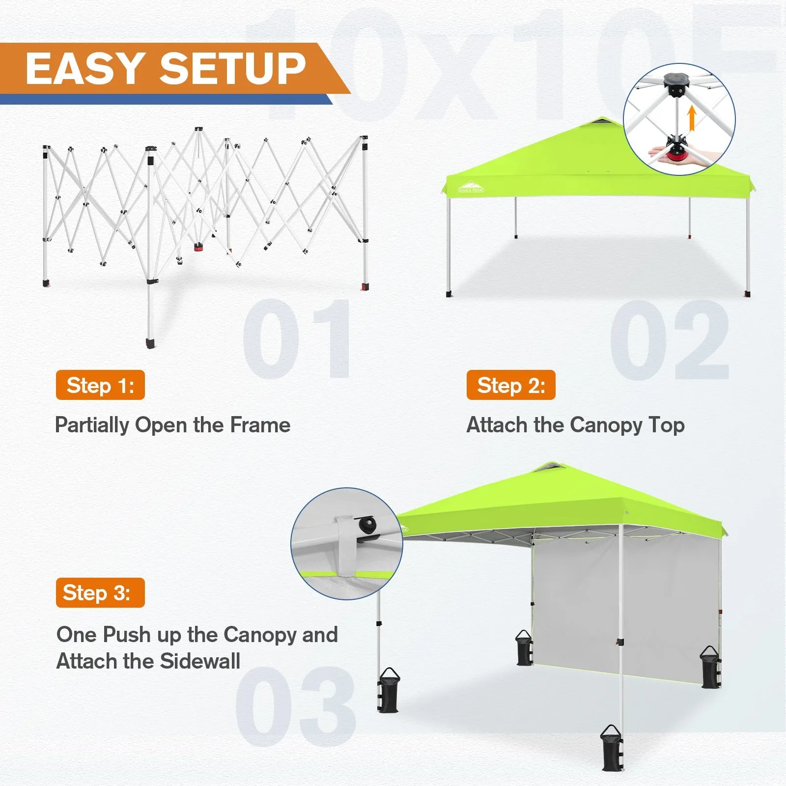 10x10 Commercial Pop up Canopy with 1 Sidewall