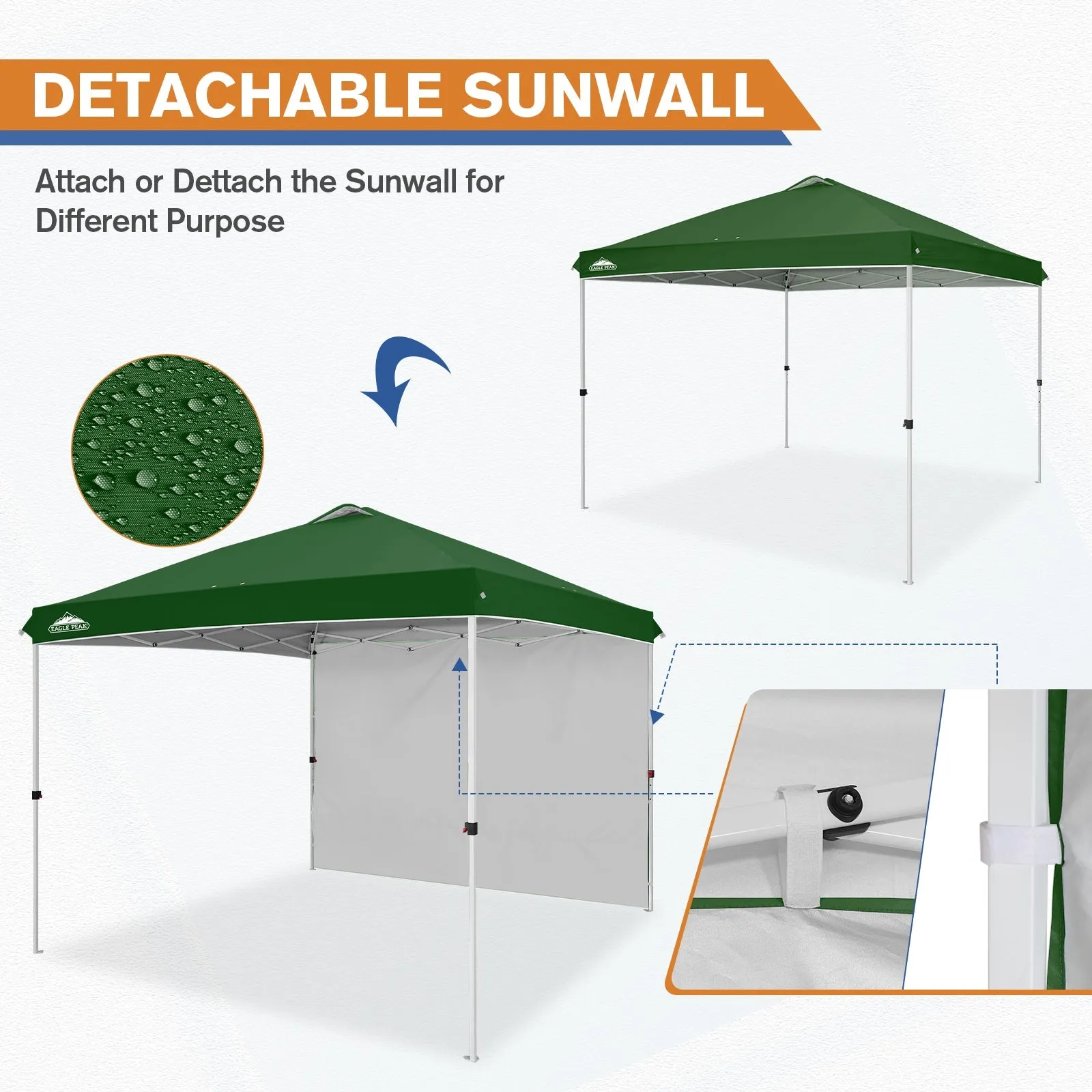 10x10 Commercial Pop up Canopy with 1 Sidewall
