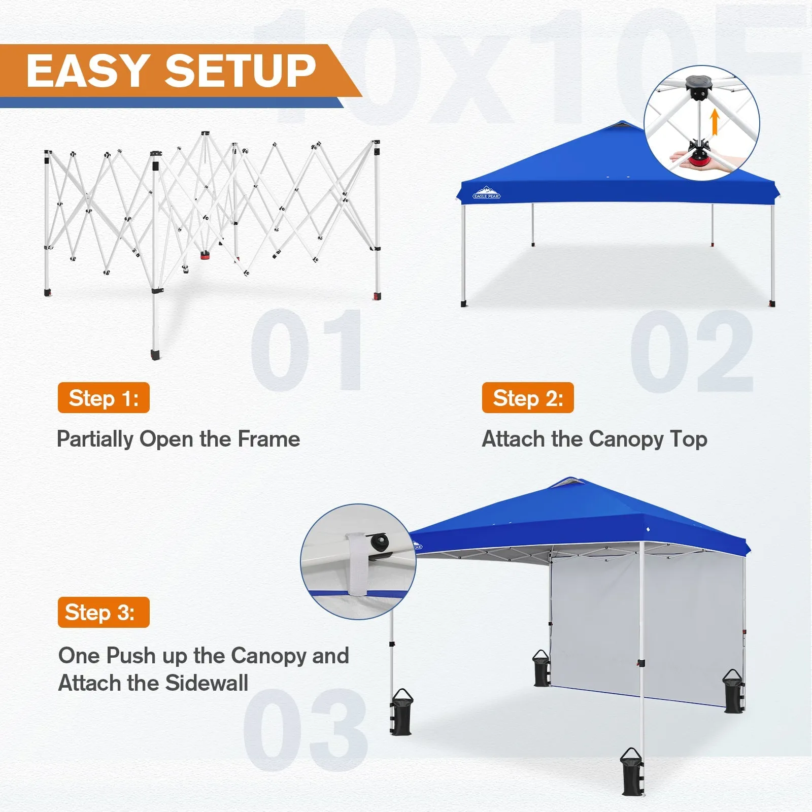 10x10 Commercial Pop up Canopy with 1 Sidewall