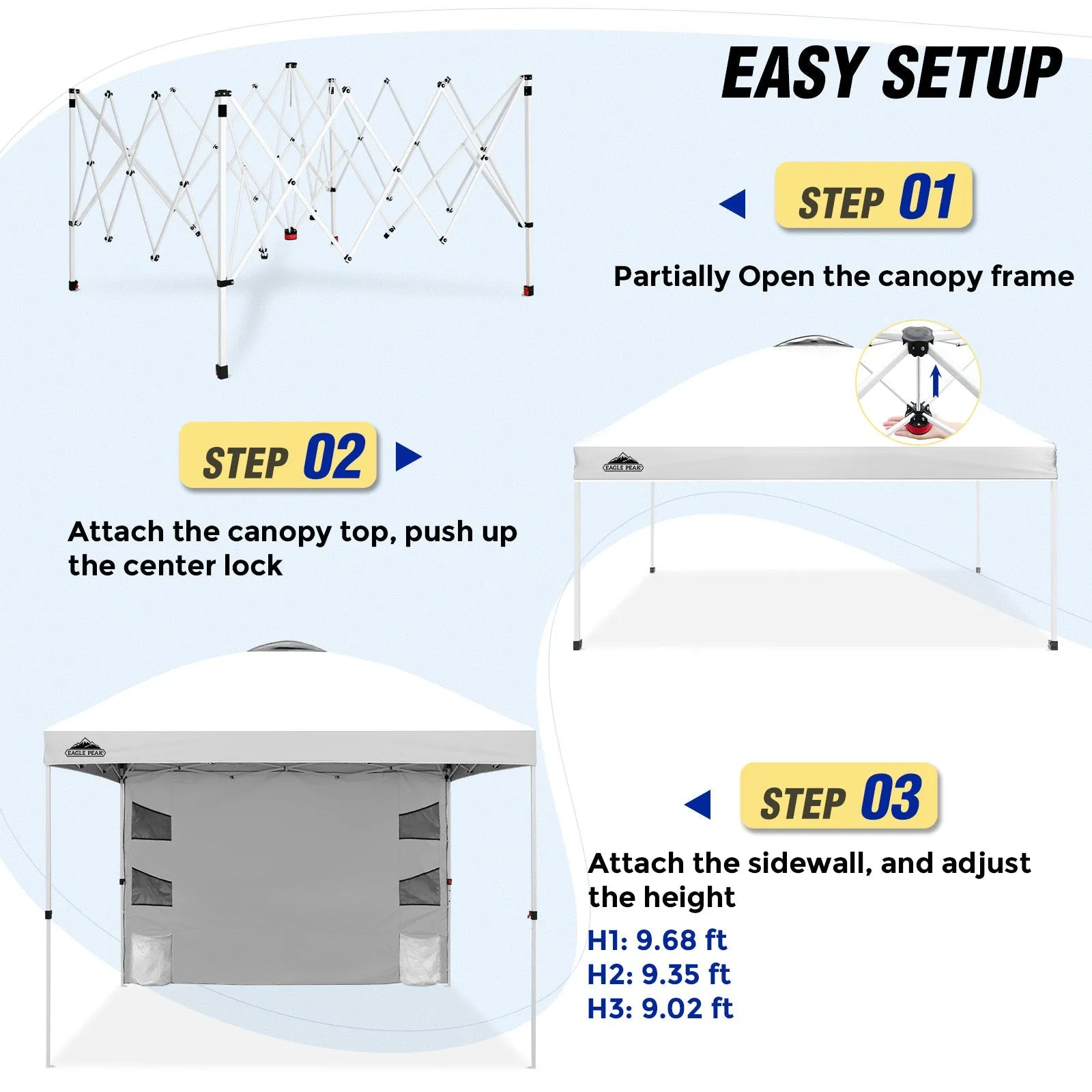 10x10 ft Pop Up Canopy Tent with Sidewall