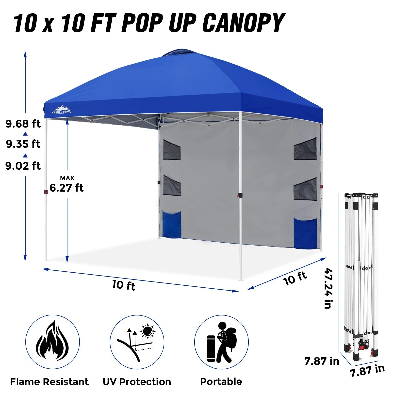 10x10 ft Pop Up Canopy Tent with Sidewall