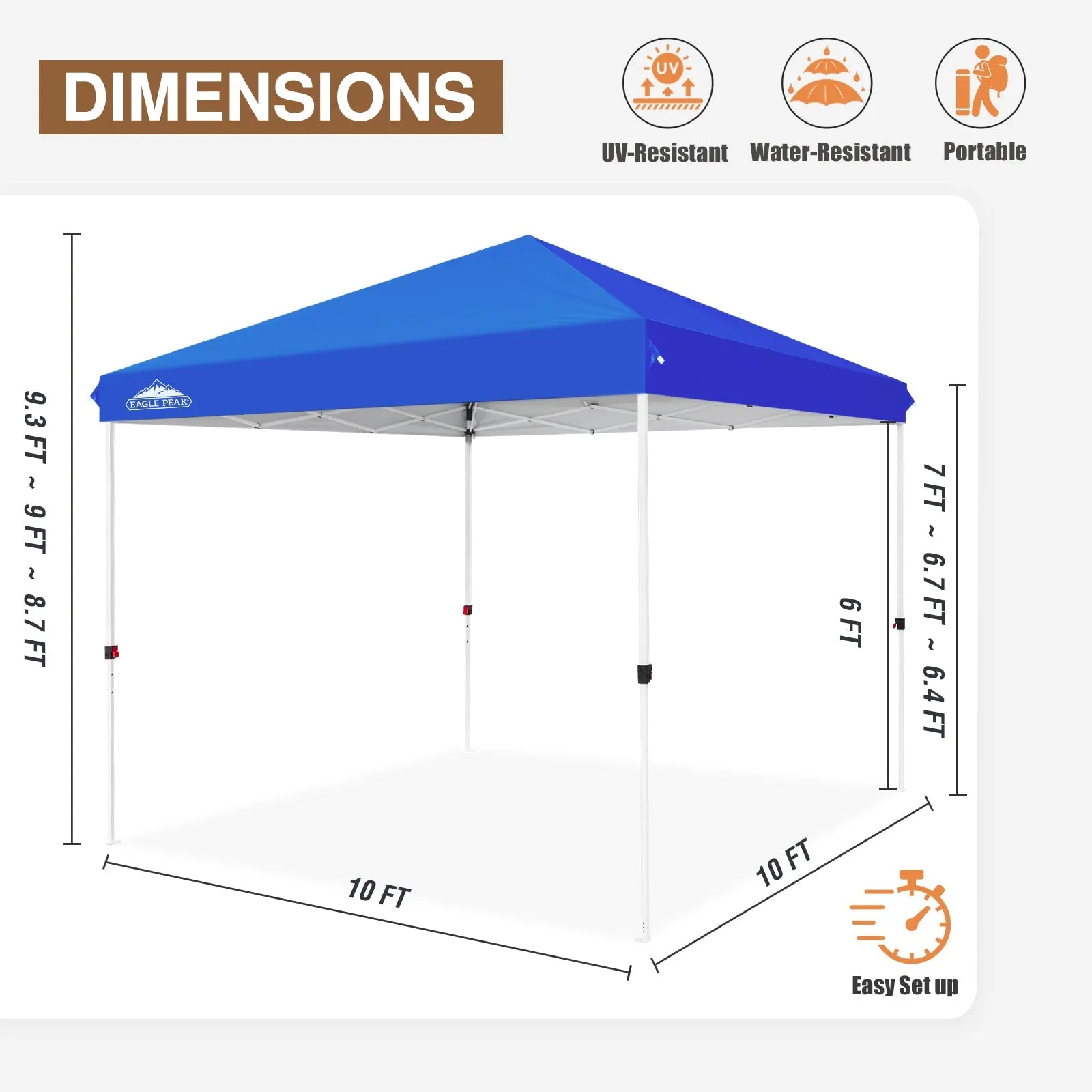 10x10 Outdoor Pop up Straight Leg Canopy with Wheeled Carry Bag