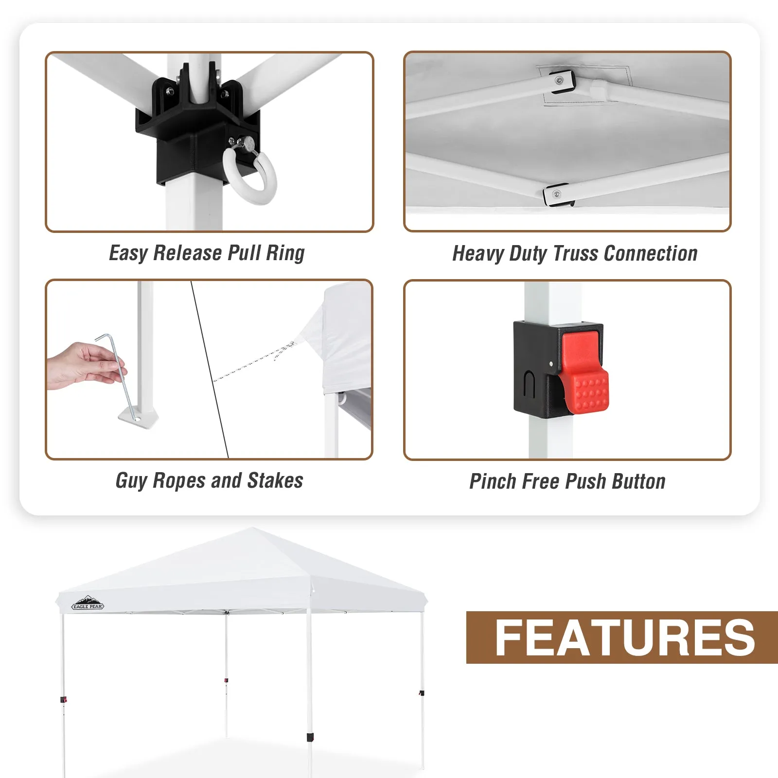 10x10 Outdoor Pop up Straight Leg Canopy with Wheeled Carry Bag