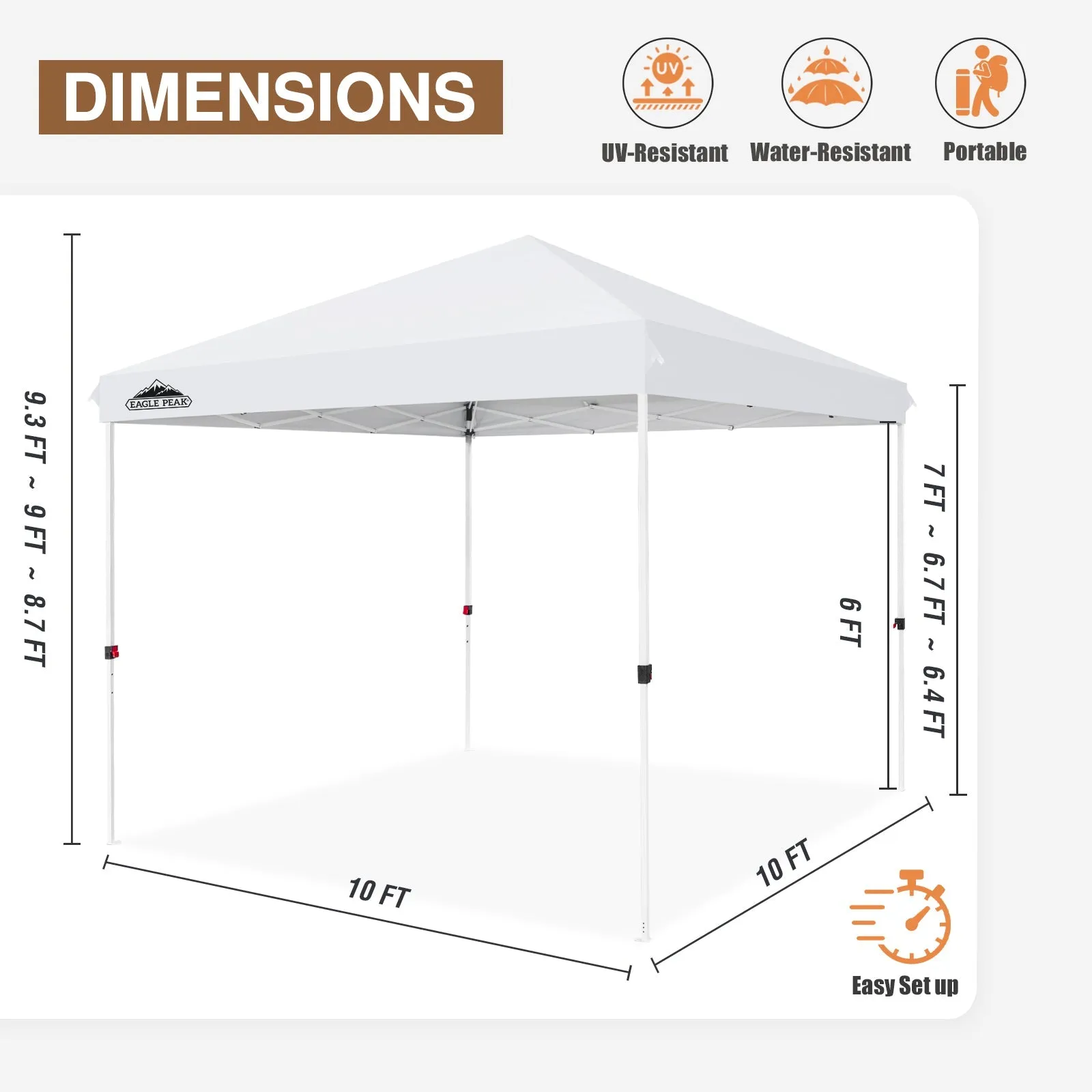 10x10 Outdoor Pop up Straight Leg Canopy with Wheeled Carry Bag