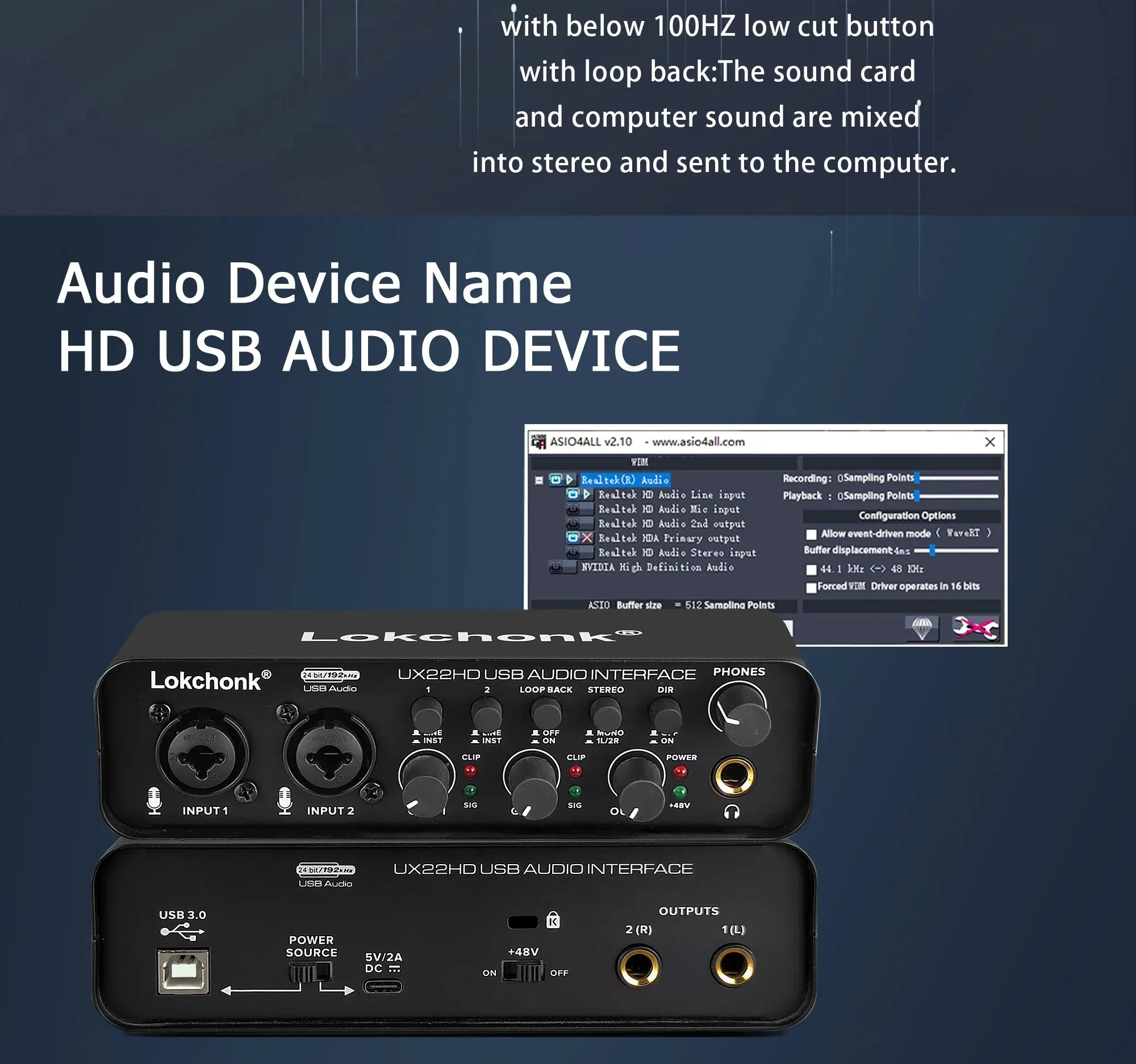 24 Bit Audio Interface for Live Recording and Podcasting