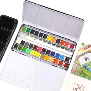 24/36 Color Portable Watercolor Paint Set with Brush Pen for Travel & Art Supplies