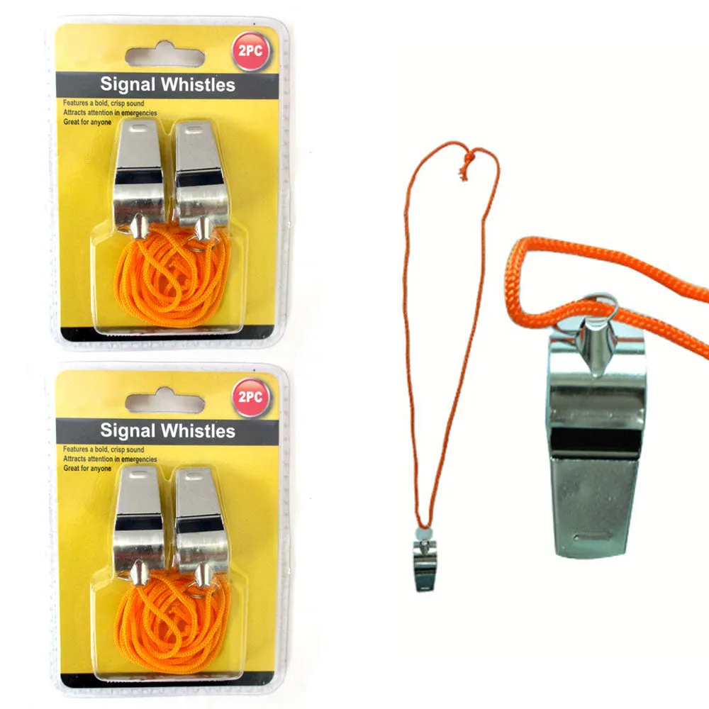4 Metal Signal Whistle Referee Coach Extra Loud Whistle Survival Safety Sports