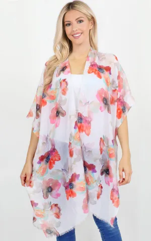EVT10241 Flower Print Kimono Cover Up