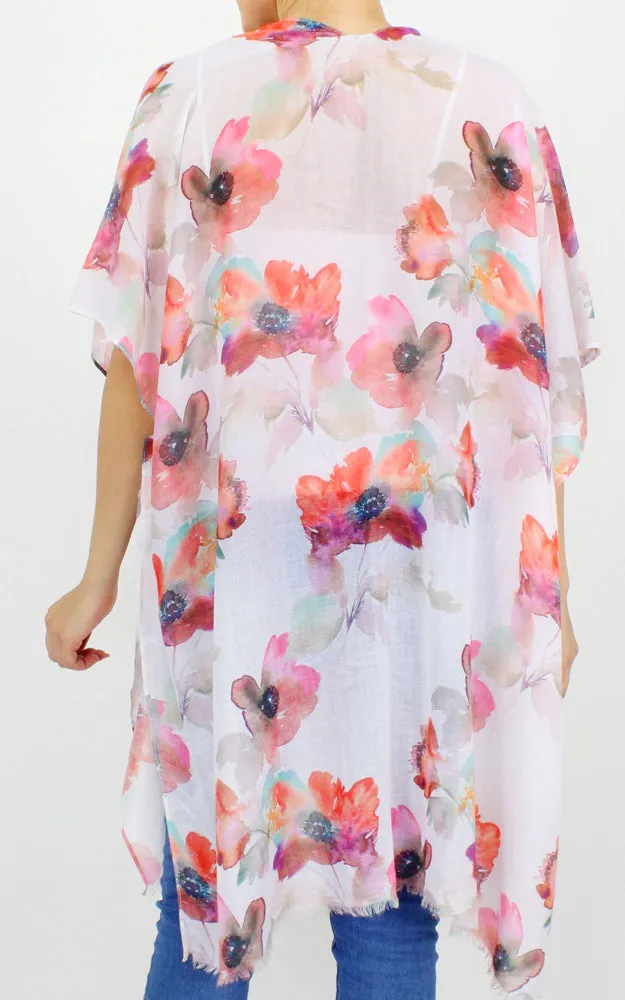 EVT10241 Flower Print Kimono Cover Up
