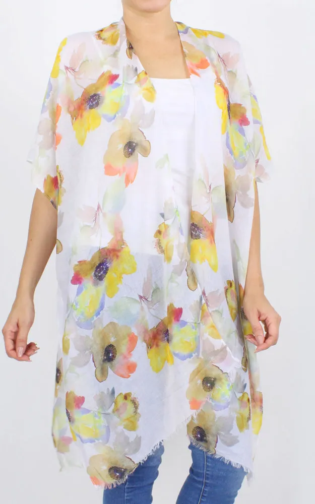 EVT10241 Flower Print Kimono Cover Up