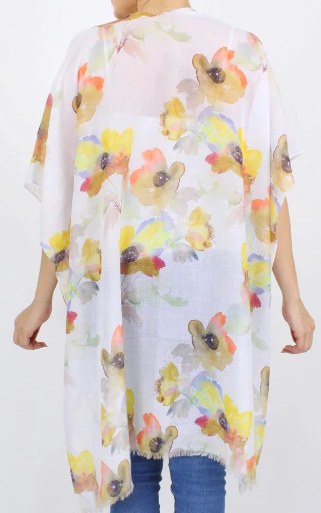 EVT10241 Flower Print Kimono Cover Up