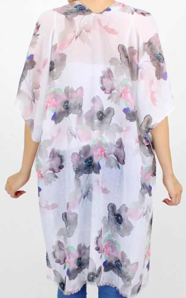 EVT10241 Flower Print Kimono Cover Up