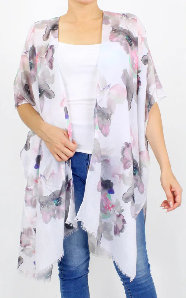 EVT10241 Flower Print Kimono Cover Up