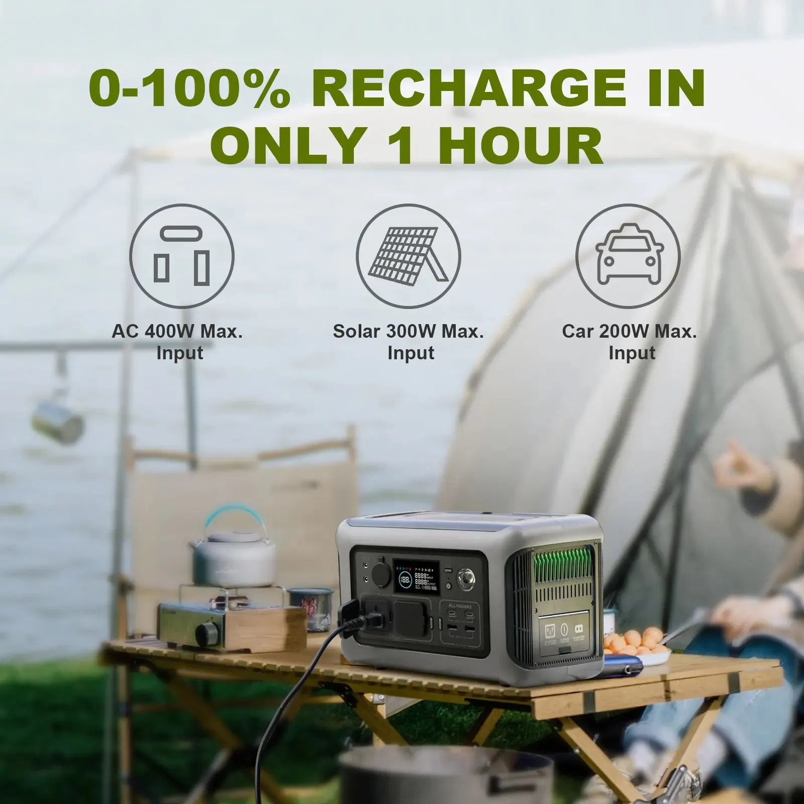 Flexible Solar Charger 100W/200W Monocrystalline Panel 299Wh 600W Powerstation