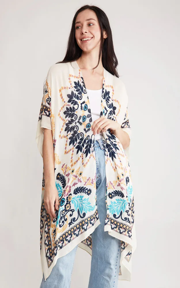 JP2121 Bandana Pattern Design Cover Up Kimono