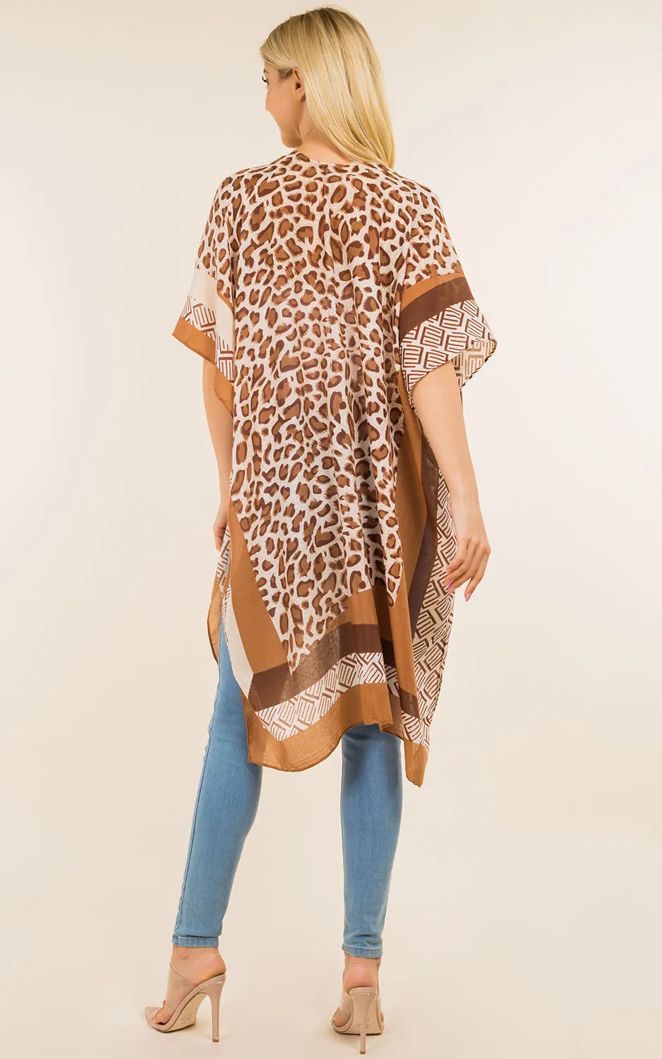 KP0004 Leopard Print Kimono Cover Up