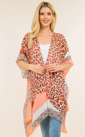 KP0004 Leopard Print Kimono Cover Up