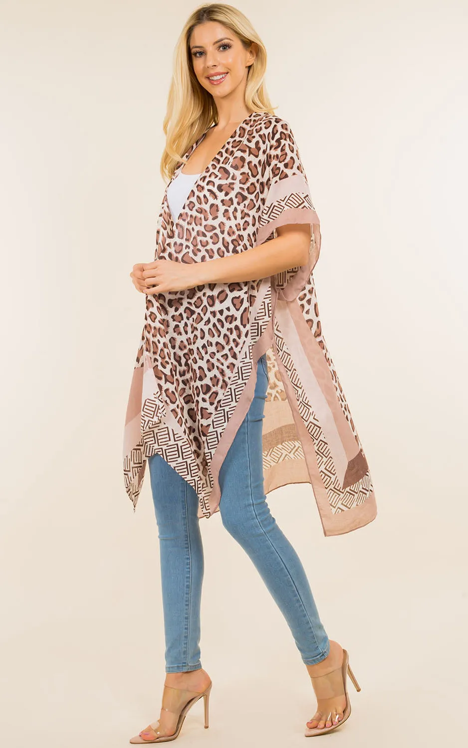 KP0004 Leopard Print Kimono Cover Up