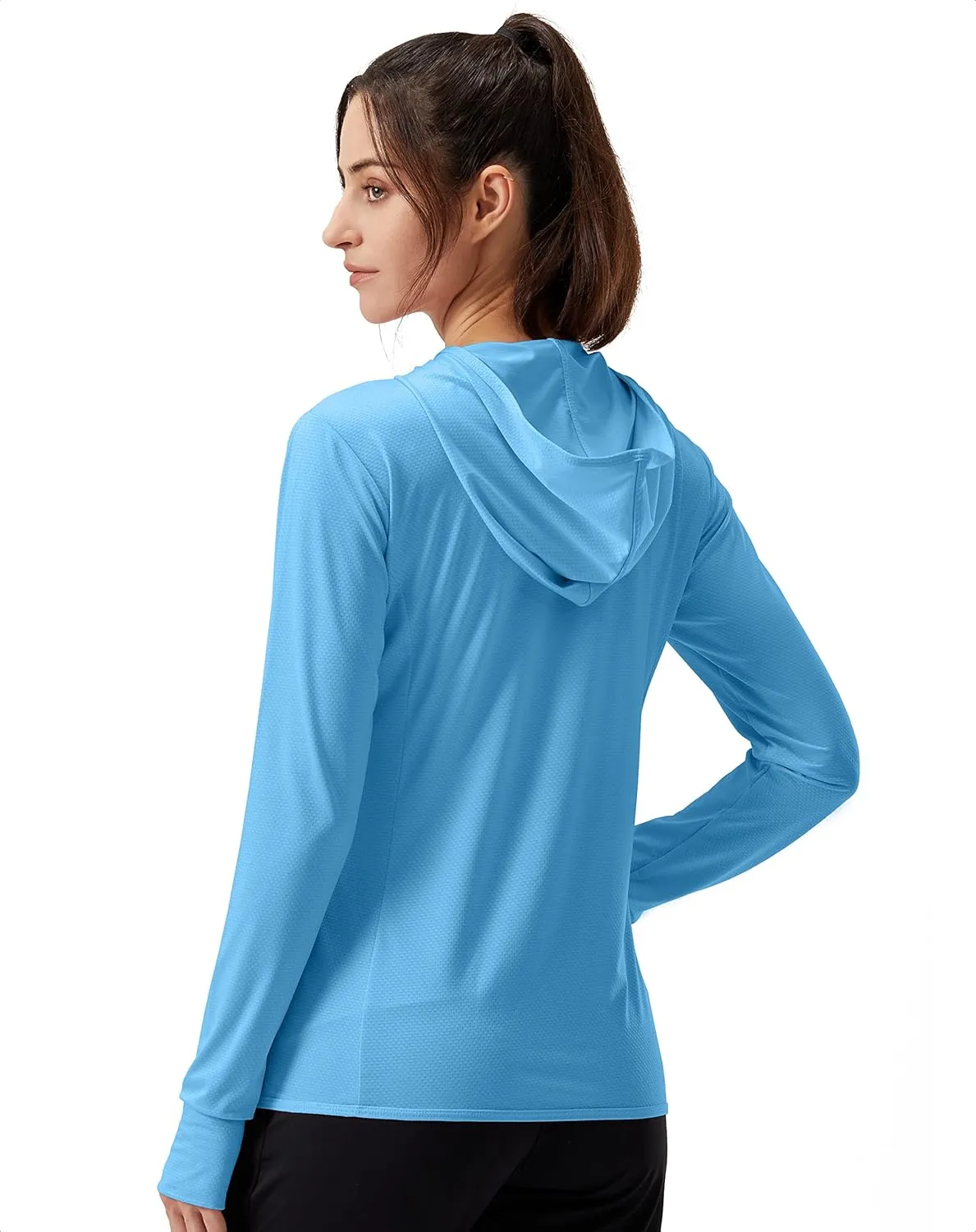 Soothfeel Women's UPF 50  Sun Protection Hoodie Jacket Lightweight Long Sleeve Sun Shirt for Women with Pocket Hiking Outdoor