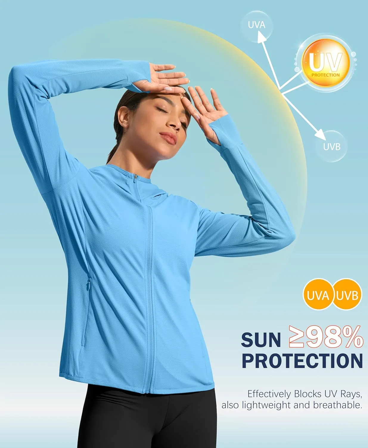 Soothfeel Women's UPF 50  Sun Protection Hoodie Jacket Lightweight Long Sleeve Sun Shirt for Women with Pocket Hiking Outdoor