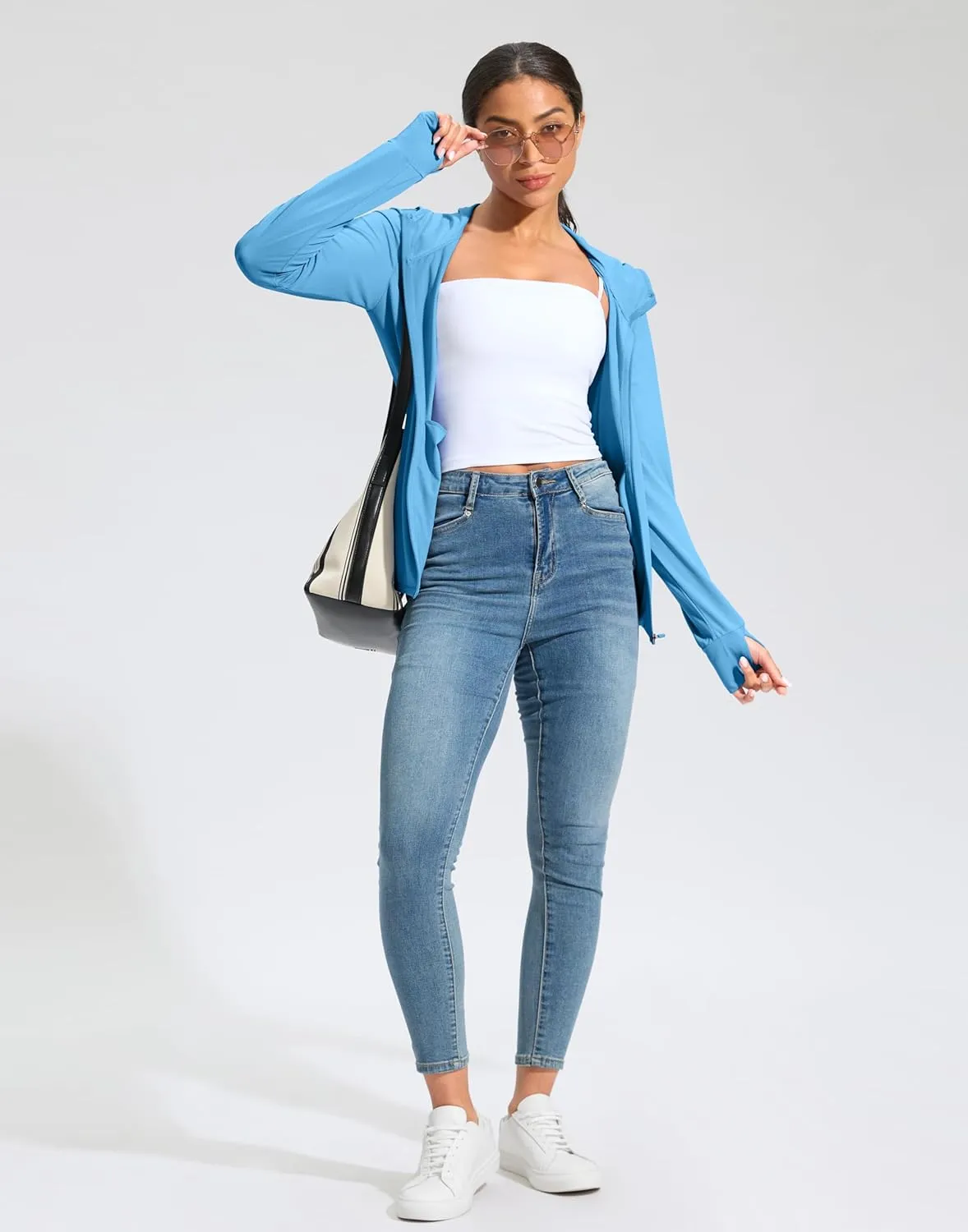 Soothfeel Women's UPF 50  Sun Protection Hoodie Jacket Lightweight Long Sleeve Sun Shirt for Women with Pocket Hiking Outdoor